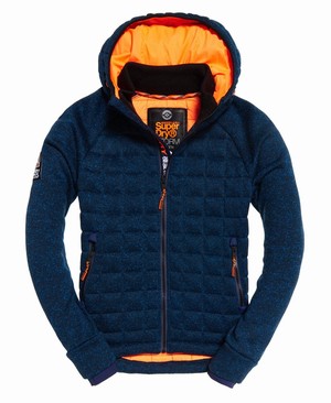 Superdry Storm Quilted Cipzár Férfi Kapucnis Pulóver Sötétkék/Sötétkék | XNMLG2897